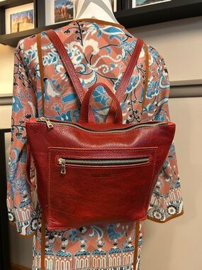 GORGEOUS Portland Leather Small Backpack, Chili Red, BRAND NEW